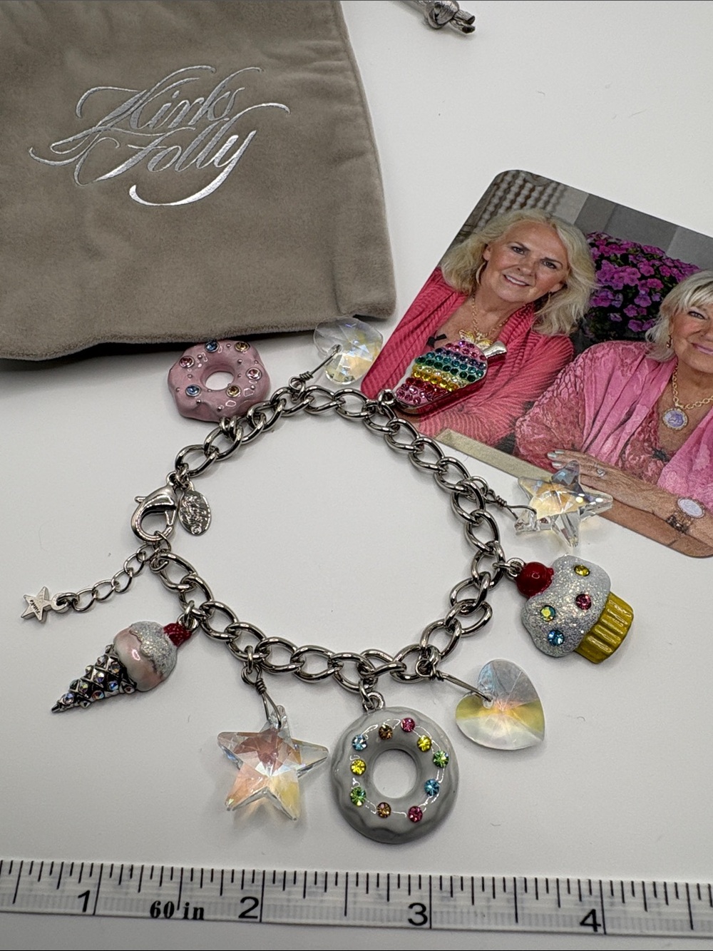 Kirk’s Folly Silver Charm Bracelet with Multicolor Dessert Charms